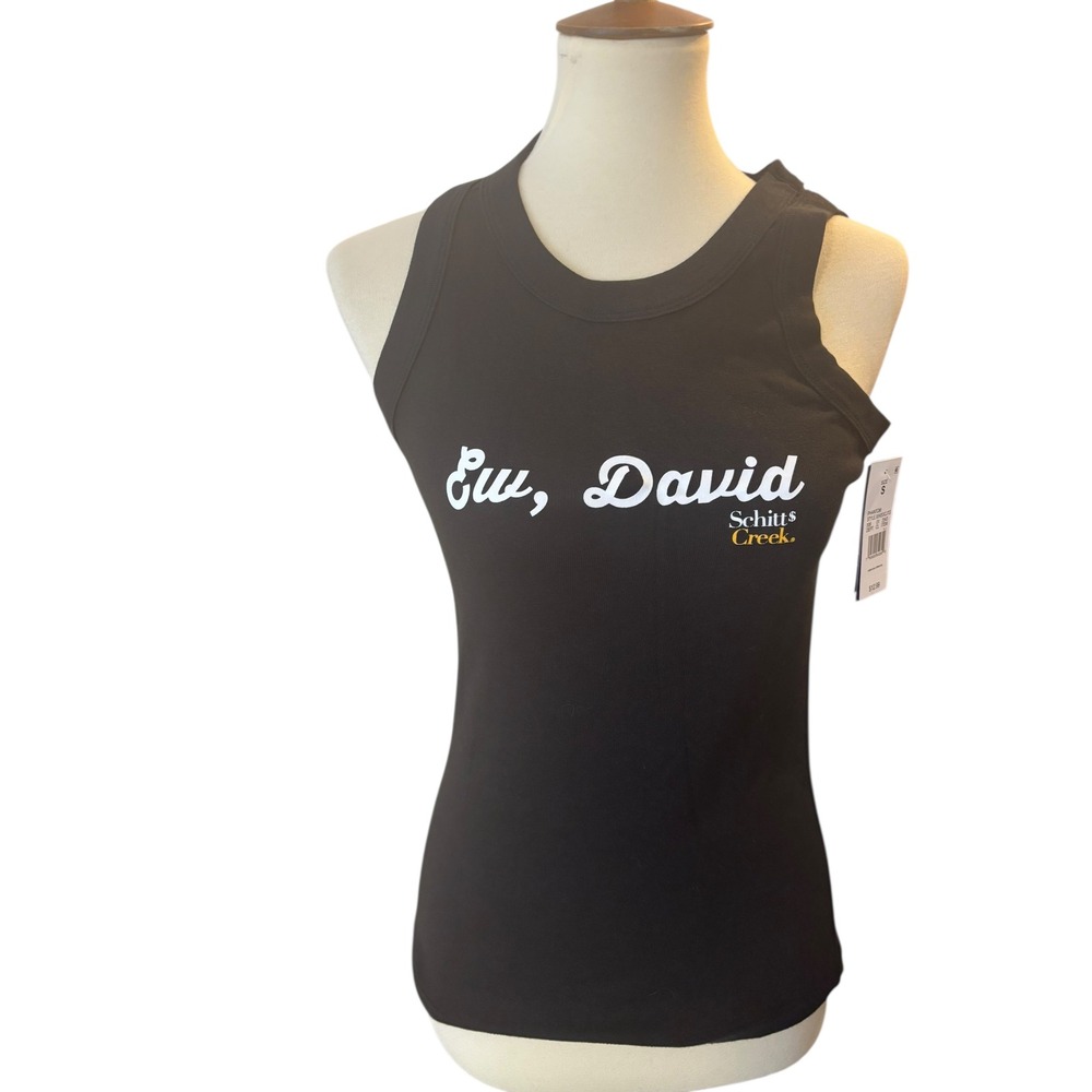 Schitt$ Creek Ew, David Black Novelty Tank. Women's SZ Small. NWT. Cotton Fun